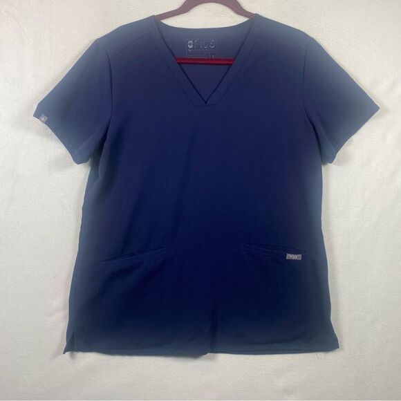 Figs Blue Technical Collection 2 Pocket V Neck Top Size Medium - Picture 1 of 11
